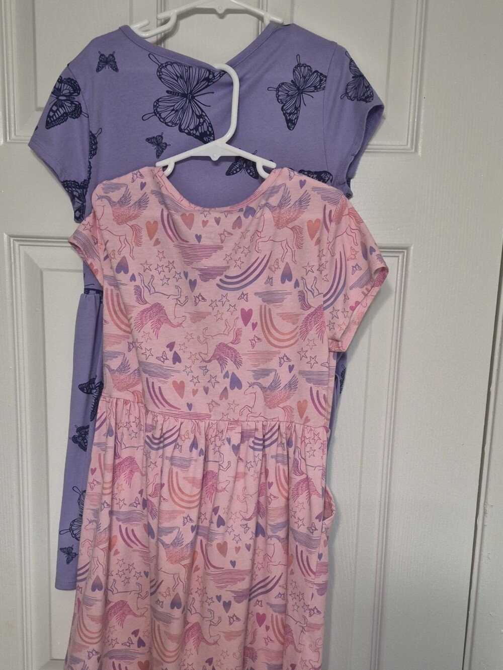 2 Dress Bundle wonder nation Pink & Purple Unicorn and Butterfly Print Dresses